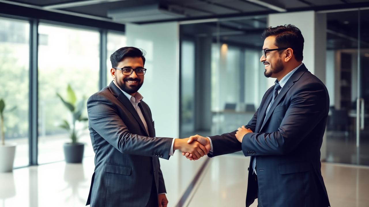 Indian founders shaking hands at company incorporation