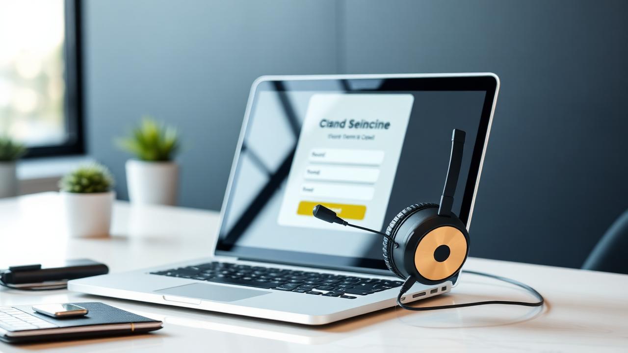 Codronix support desk with laptop and headset
